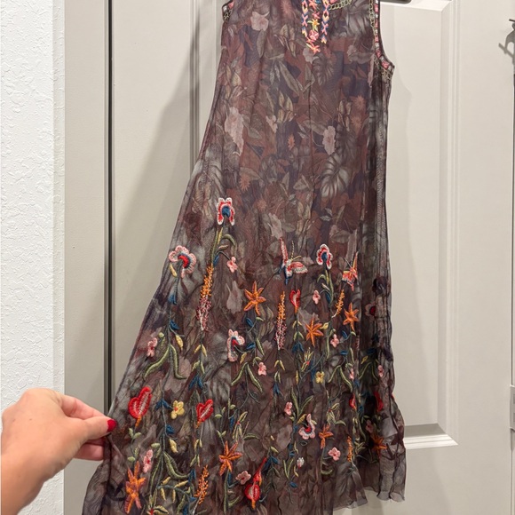 Johnny Was BIYA Embroidered Mesh Dress Boho Floral RARE like new - Picture 16 of 16